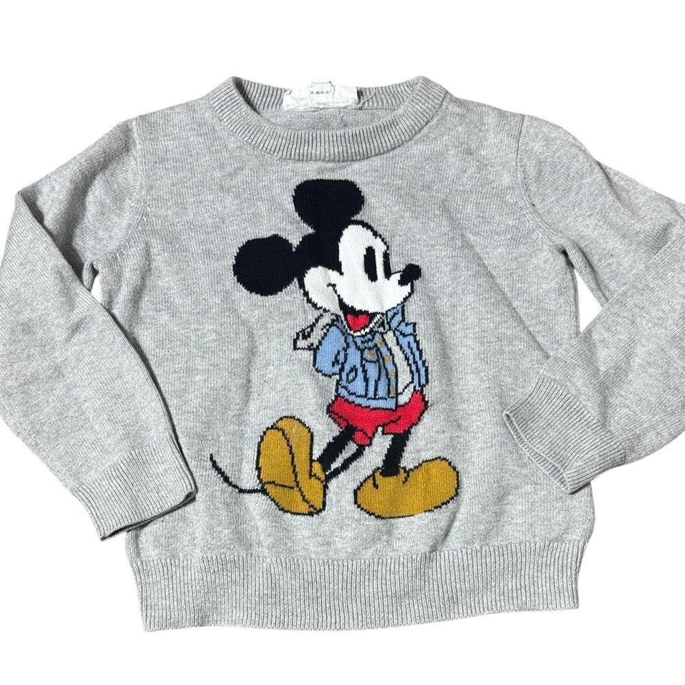 Baby gap x Disney 4 grey Mickey Mouse knit pullover sweater cotton Disneyland